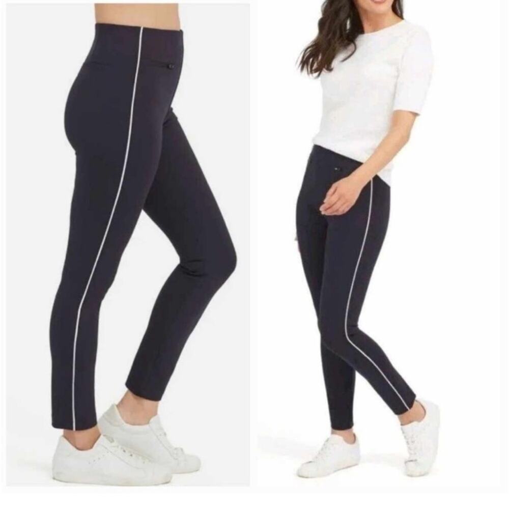 Spanx "The Perfect Pant Ankle Piped Skinny" Navy Blue - Picture 9 of 9